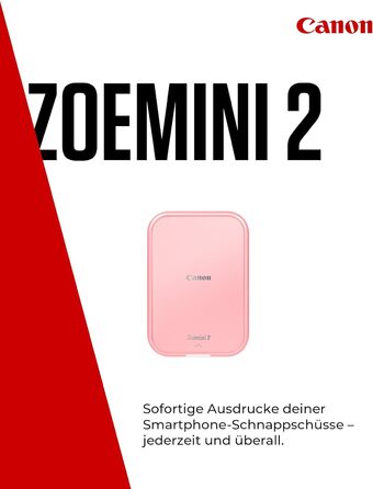 Canon Zoemini 2: Портативний фотодрук, Bluetooth 5.0, USB-C зарядка (Рожеве золото)