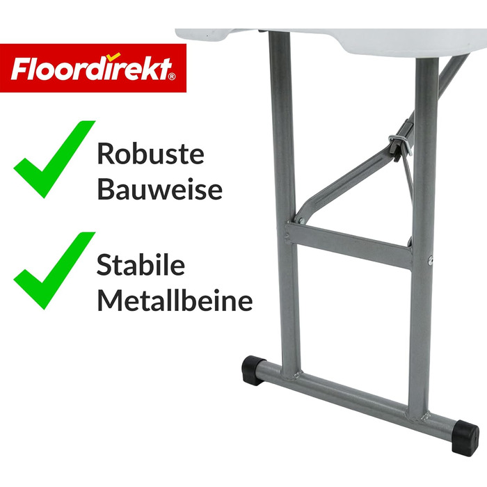Зручний розкладний садовий стіл Floordirekt Buffettisch для відпочинку на терасі, балконі або кемпінгу - 183x76 см, матеріал: пластик, на 6 осіб