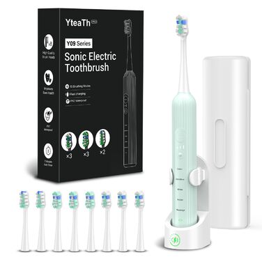 Електрична зубна щітка Sonic для дорослих і дітей, 5 режимів чищення, 8 насадок, кейс для подорожей