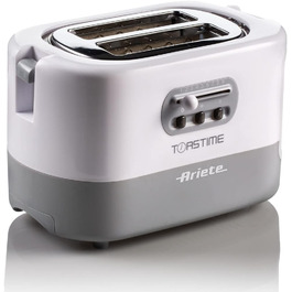 Тостер Ariete 159 Toastime з 2-ма відділеннями, з пружинним захватом, розморожування та підігріву, 700 Вт, нержавіюча сталь, білий