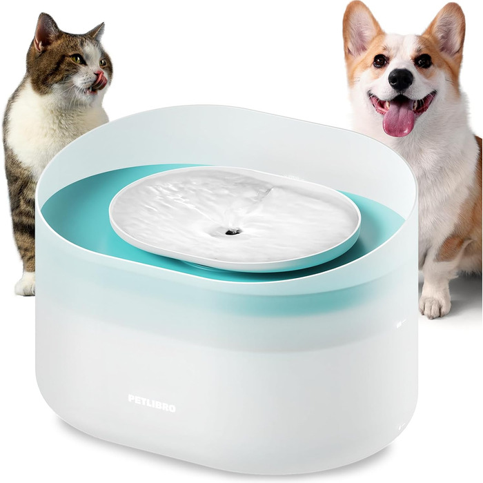 PETLIBRO фонтанчик для пиття собак та котів, 8 л, захист від розливання, тихий (26 дБ), легко миється, підходить для великих собак/кількох котів, білий (з фільтром)