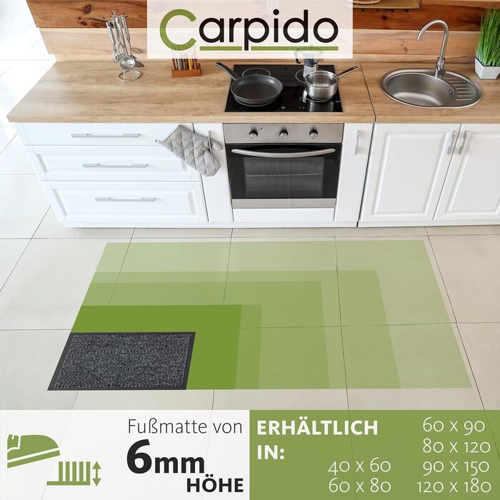 Килимок для дому Carpido 40x60 см - швидковисихаючий, антиковзаючий, сірий (2 шт.)