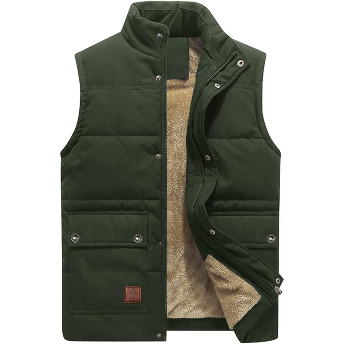 Тепла чоловіча жилетка KEFITEVD на осінь-зиму: терможилетка, жилетка для полювання, безрукавка, флісова жилетка, робоча жилетка, розмір XXL, темно-оливковий колір