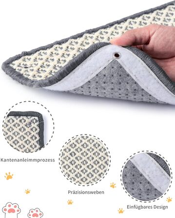 Килимок для котів JanYoo від подряпин, сизаль, 60x25 см (2 шт.) - захист від когтів для меблів