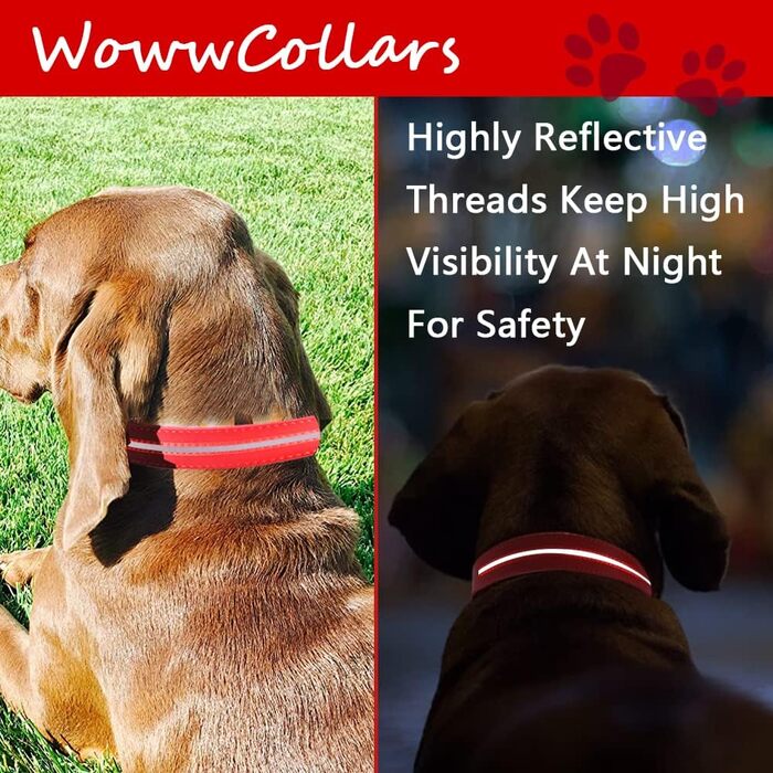 Відбиваючий повідок для собак, регульований, м'який, для малих, середніх та великих собак (довжина 46-56 см), червоний, розмір M