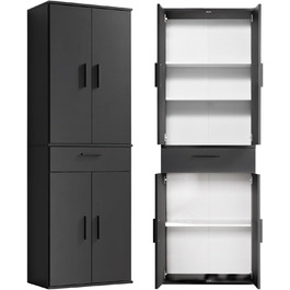 Multi-purpose cabinet 60cm wide with drawers 'The Practical', small office cabinet or filing cabinet, also usable as a shoe cabinet or storage cabinet in 60x90x34 cm (W/H/D) in White (Height 180CM, Anthracite Black)