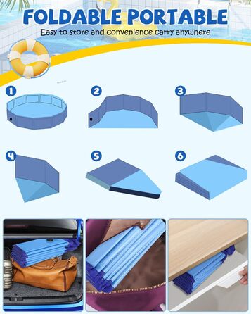 YSJILIDE Dog Pool, 160 x 30CM Dog Pools for Small, Medium & Large, PVC Foldable Splash Pool for Kids, Abrasion-Resistant & Non-Slip