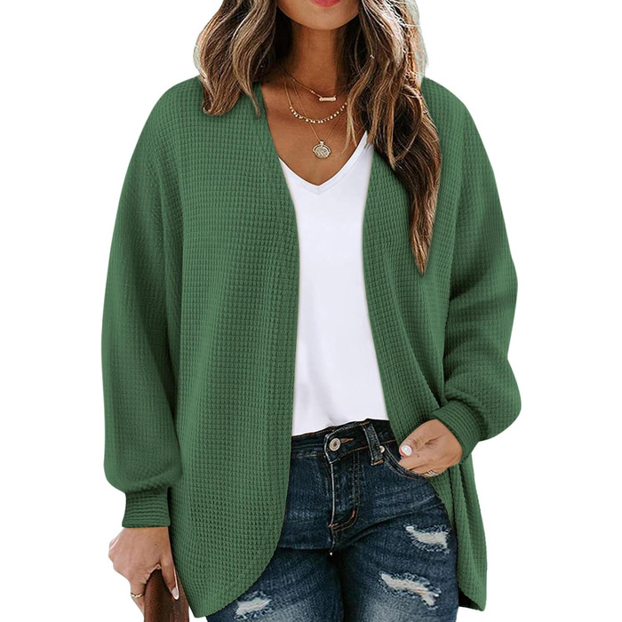 Жіноча в'язана кардиган на осінь, V-подібний виріз, стильний, світло-зелений (L)