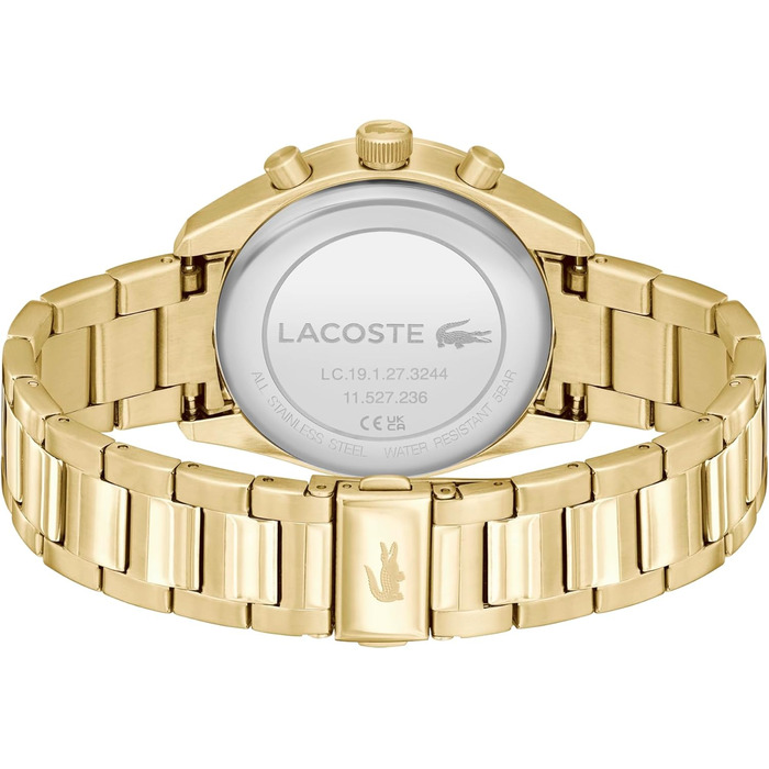 Годинник чоловічий Lacoste Boston Chronograph кварцовий з шкіряним або металевим браслетом (Золото-Синій, Метал)