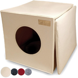 Кішка-будиночок з фетру для полиці (IKEA Kallax/Expedit) | Місце для сну кота | Клітка-гніздо для 2 котів | Бежевий