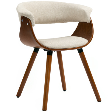 HOMCOM Dining Chair Kitchen Chair with Backrest, Linen Look, Upholstered Armchair with Wooden Legs for Dining Table, Beige | Aosom