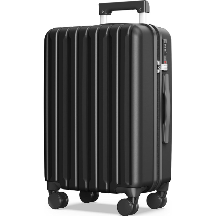 Набір валіз SHOWKOO 2 шт. з жорстким корпусом (65см + 75см), розширюваний, ультралегкий, полікарбонат, з TSA замком та 4 колесами (Чорний, XL/75см)