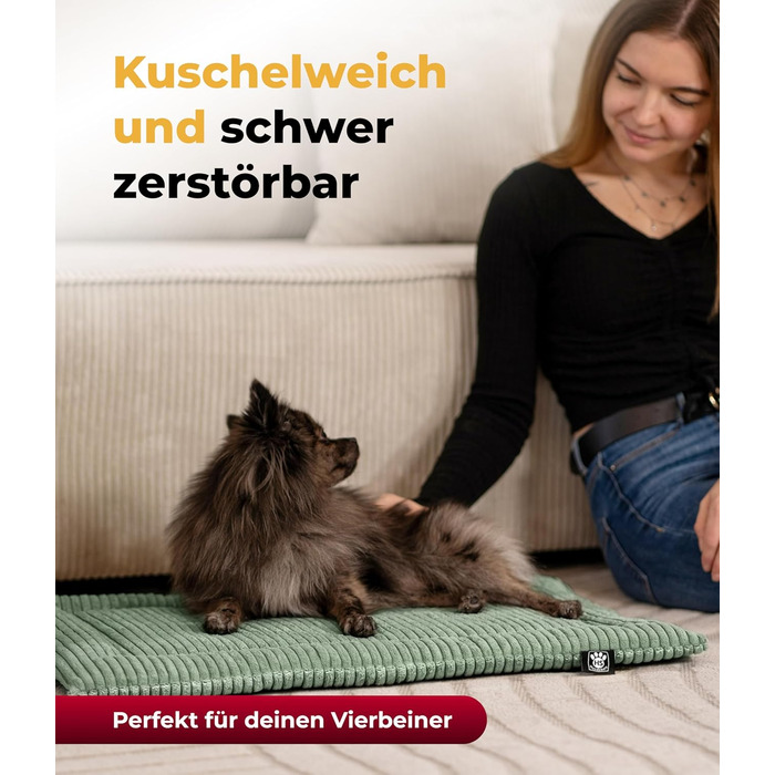 Килимок для собак HS-Hundebett® з флісу, XS (45x65 см) – двосторонній, миючий, теплий, комфортний, зелений, Made in Germany