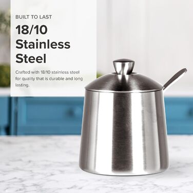 Frieling USA 18/10 Brushed Stainless Steel Sugar Bowl with Spoon