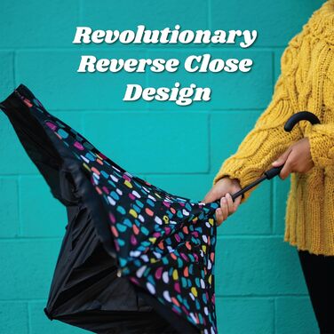 Складаний парасолька Inbrella Reverse-Close Royal/Black – чорний, з королівським дизайном