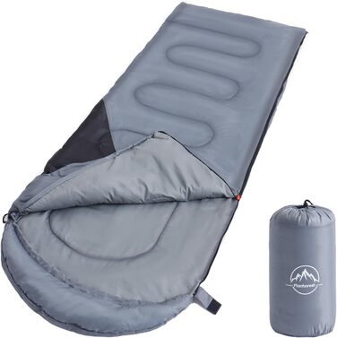 Дитячі спальні мішки для кемпінгу та подорожей - компактні, легкі, водонепроникні, 3-сезонні, з сумкою для перенесення, для хлопчиків та дівчаток (Сірий)