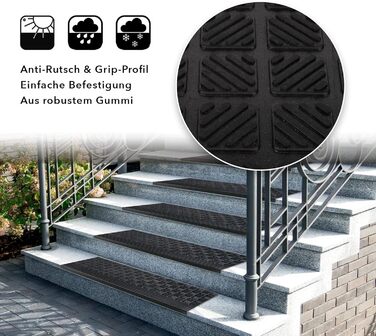 Rubber Threshold Ramps - Non-Slip Floor Transition Mats for Indoor/Outdoor Use - 5 Piece Set (65x25cm Diamond Design)