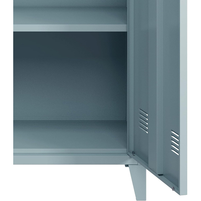 Металевий шафа [en.casa] Oripää для вітальні, офісу та майстерні, 90x80x33 см, з 2 дверцятами і регульованою полицею, сіро-блакитна