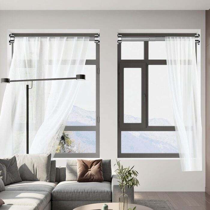 Розсувна штанга для карнизів Onpira® без свердління – телескопічна штанга 125-240 см, нержавіюча сталь, 3 кольори (білий, чорний)