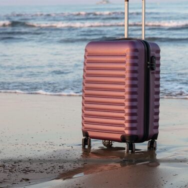 Набір валіз NUMADA 4 шт. Бордовий (75см, 63см, 53см + аксесуар), ABS, жорсткий, міцний