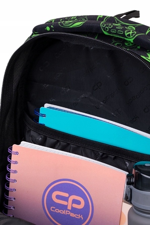 Багатовідсіковий шкільний рюкзак CoolPack, чорний з зеленим, 21 л