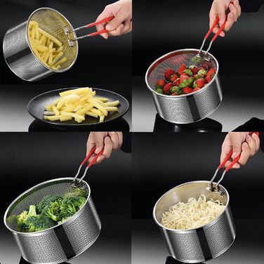 Ситечко для пасти, нержавіюча сталь, 20 см - сито для макаронів, глибокий кошик для смаження, друшляг для кухні