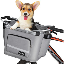 COFIT Складний велосипедний кошик, знімний багатоцільовий кошик для велосипеда, для тварин, покупок, щоденних поїздок, кемпінгу та активного відпочинку. Сірий, з бічними кишенями