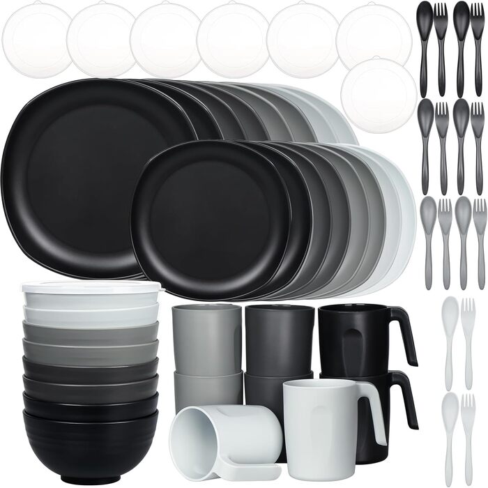 Набір посуду з PP | Легкий та незламний сервіз з 16 предметів для дітей та дорослих, тарілки, миски, чашки