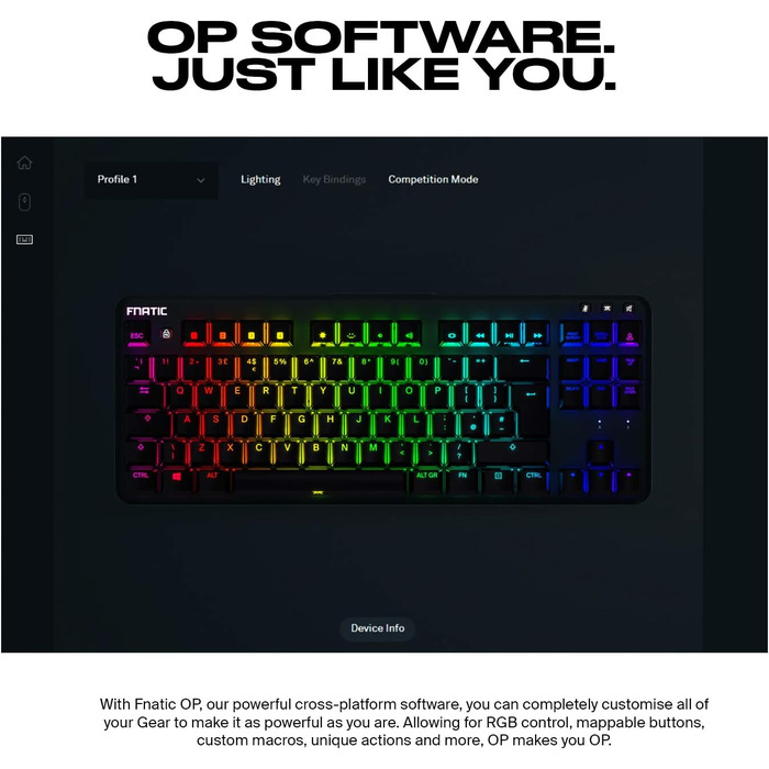 Механічна ігрова клавіатура Fnatic Gear miniSTREAK з LED RGB-підсвічуванням, клавіші Speed Silver, компактний формат 65%, QWERTY (DE/US)