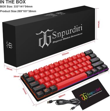 Механічна ігрова клавіатура Snpurdiri 61 клавіша з RGB підсвічуванням (Blue Switch/Black Red)