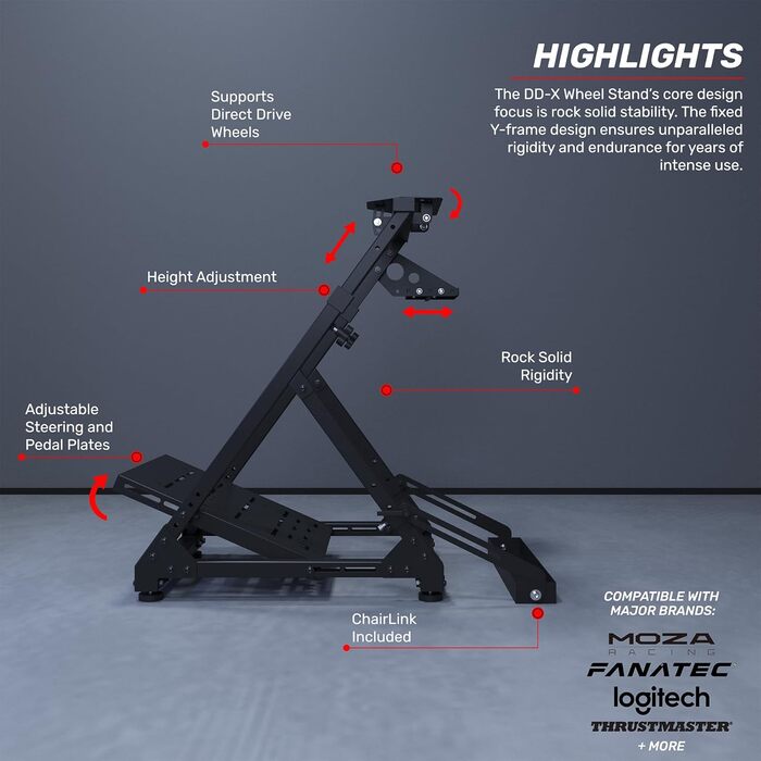 Стійка для керма GT Omega V1 для Logitech G29/G923/G920, Thrustmaster T500, Fanatec Clubsport - регульована, для PS4/Xbox/PC