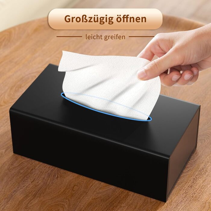 AITEE Acrylic Cosmetic Tissue Box: 25×13×9 cm Matte Black Tissue Box with Magnetic Cover for Dining Room, Bathroom, Bedroom, Office, Coffee Table, Car