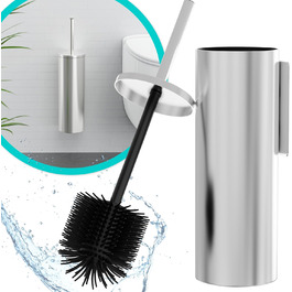 Набір щіток для унітазу Hovea 2 шт. на стіну, чорний колір - силікон та метал, без свердління, кріплення на стікер або шуруп, власник для щітки WC3620 (метал)