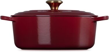 Чавунна овальна каструля Le Creuset Signature з кришкою, 27 см, 4,1 л, для всіх типів плит та індукції, колір Garnet (бордовий), 4,43 кг