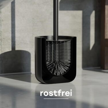 Набір для туалету Savega: щітка для унітазу з нержавіючої сталі та силікону з антибактеріальною насадкою та тримачем (чорний)