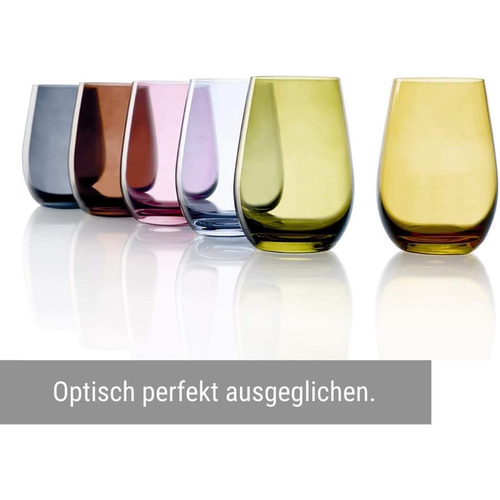 Stölzle Lausitz Water Glasses Set Elements Mediterranean Mix 465 ml to the brim / Set of 6 Water Glasses Dishwasher-safe, high break resistance / Drinking Glasses Set Crystal Glass / Juice Glasses Set