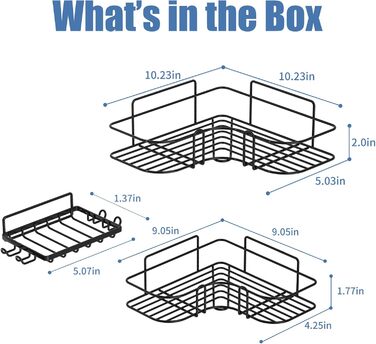 Набір з 3 кутових поличок для душу IMURZ, без свердління, з мильничкою, нержавіюча сталь, органайзер для ванної кімнати