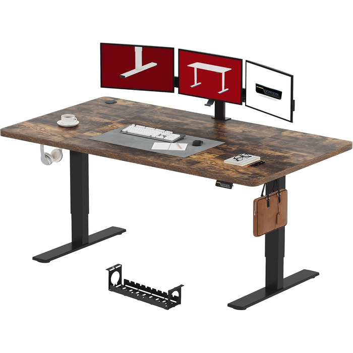 Регульований стіл Sanodesk 200x80 см, електричний, ергономічний, з пам'яттю, для комп'ютера (коричневий)