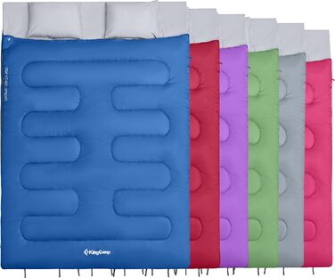 KingCamp Double Sleeping Bag - Winter Adult Sleeping Bag for 2 People with Carry Bag - Outdoor Camping (Blue)