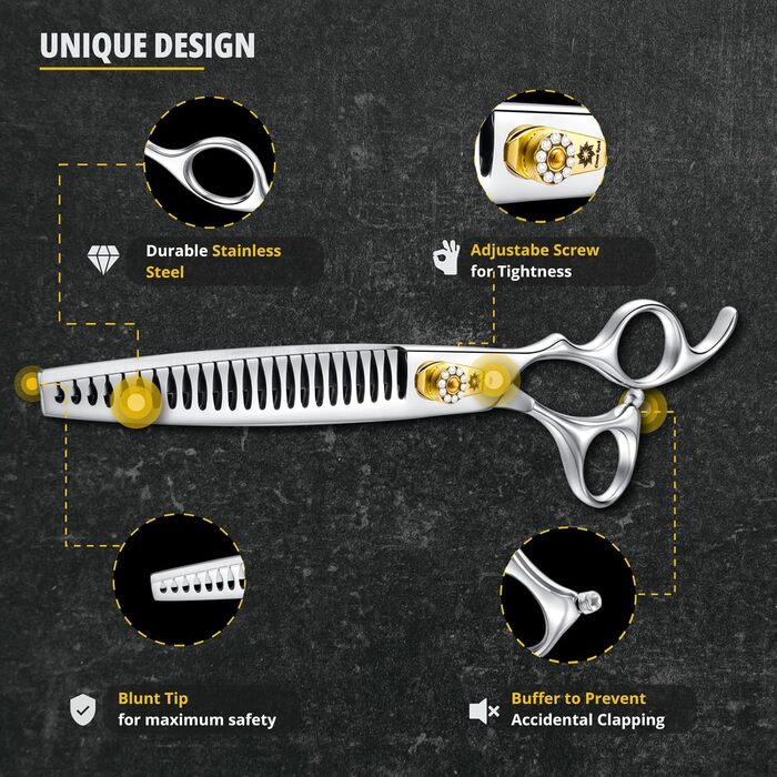 Професійна собача шерсть ножиці Dream Reach 8 дюймів - ножиці для грумінгу собак та котів з ергономічною ручкою, з високоякісної сталі 440C, з регульованим болтом