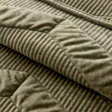 Шовкова стельова ковдра SHALALA King Size, смугаста постільна ковдра, легка шовкова ковдра, розкішна ковдра з велюру та покривало, м'яка, з мікрофібри, для всіх сезонів (світло-тауп) King(270x240 см), Full/Queen(240x240 см), оливковий