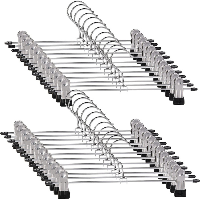 30 см металеві вішалки для штанів, 20 шт. з антиковзними затискачами для штанів, спідниць, шкарпеток, білизни