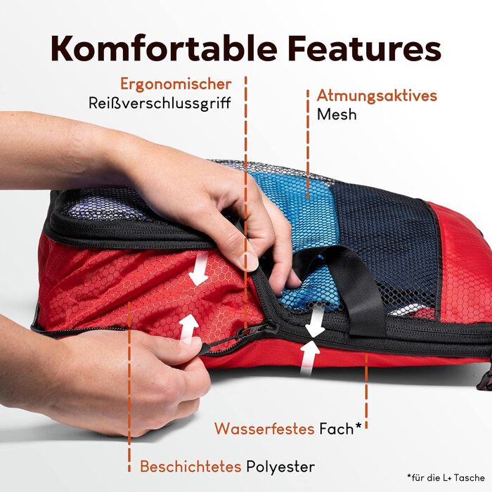 Набір кубиків для пакування з компресією для валізи та рюкзака, 3 шт., Sunset Blaze - Червоний