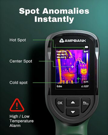 Тепловізійна камера TISR H128 з роздільною здатністю 240x240, акумулятор до 24 годин, -20°C до 450°C, IP65, з сигналізацією температури