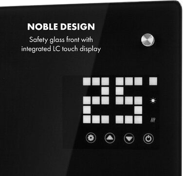 Klarstein Electric Heater, Convector Heater - Freestanding or Wall-Mounted, Energy-Saving Electric Heater, App Control, Quiet Electric Heater, Standalone Electric Radiator with Thermostat, 2000 W Black Bornholm Curved Smart