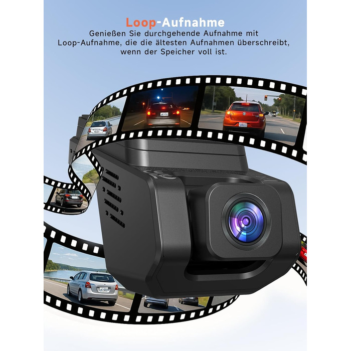 Відеореєстратор Veement Dashcam Auto: 2.5K+1080p, міні камера, нічне бачення, G-сенсор, паркувальний режим, 32GB карта, чорний