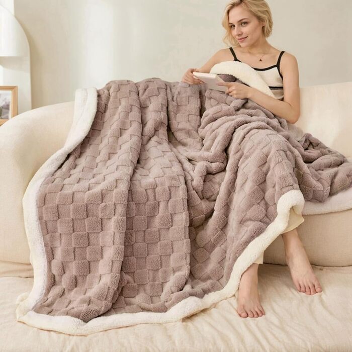 Плед Gracelife Sherpa з м'якого флісу, великий, теплий, 150 x 200 см, сірий