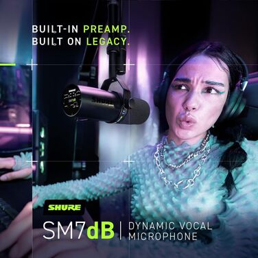 Мікрофон Shure SM7dB - динамічний вокальний мікрофон для радіо, подкастів та запису, XLR, теплий звук