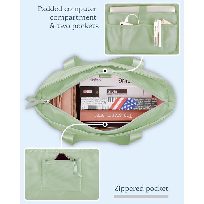 Laptop Bag for Dän, waterproof shoulder bag with 40.6 cm computer compartment for work, school, travel, violet (M, Green)