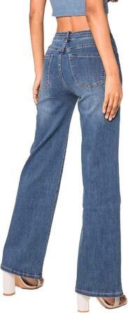 Джинси жіночі Nina Carter P139 Bootcut висока талія, блакитні, з ефектом потертості